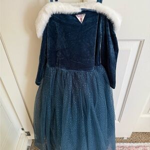 Blue and White Seasonal Costume with Velvet and Tulle